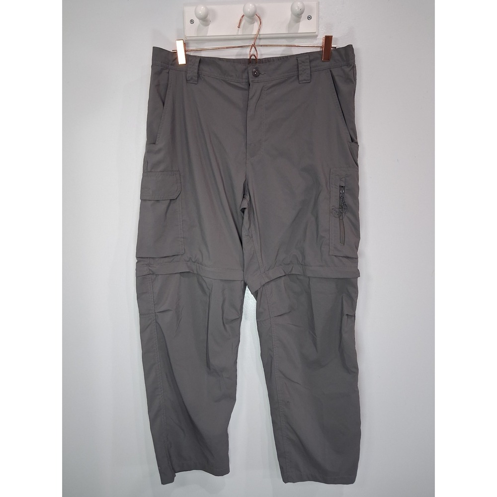 Columbia Mens Grey Convertible Cargo Hiking Pants Zip Off Shorts Outdoor Utility